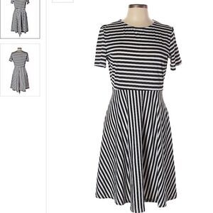 ACEVOG Black White Stripe Short Sleeve Dress XXL